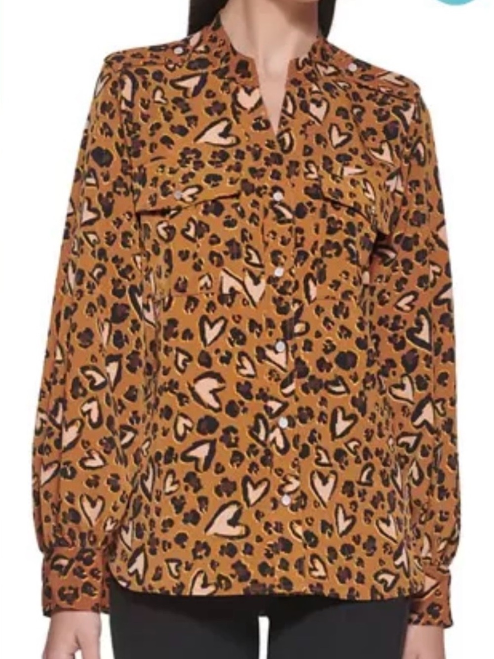 Karl Lagerfeld Rust and Black Leopard-Print Blouse